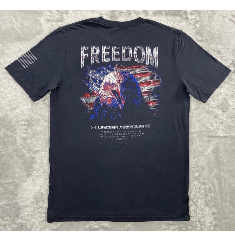 Under Armour UA Freedom Eagle SS Men Size M Navy Blue Patriotic Graphic Tee